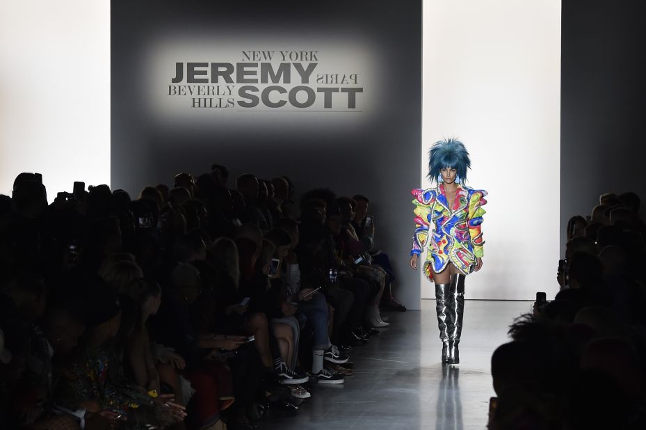 Model Lily Aldridge walks the runway for Jeremy Scott during New York Fashion Week: The Shows at Gallery I at Spring Studios on September 6, 2019 in New York City. 