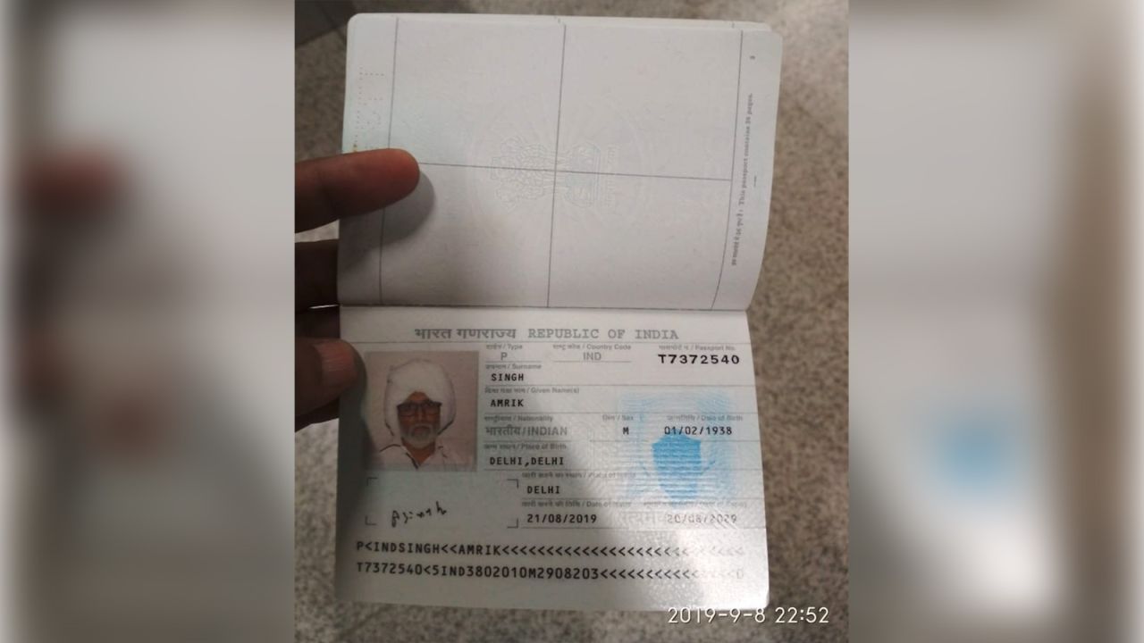 <strong>Fake passport:</strong> When asked for documentation, Patel presented a passport claiming to be 81-year-old Amrick Singh, born in Delhi in 1938. 
