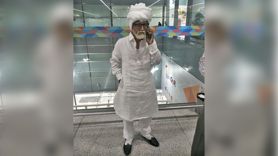 <strong>Cunning disguise: </strong>A 32-year-old man was detained at New Delhi's Indira Gandhi International Airport for carrying a fake passport while posing as a man more than 50 years his senior. 