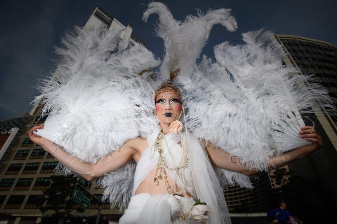 Co-organizer of the Seoul Drag Parade, Ali Zahoor, said there are also uniquely Korean reasons for the growth of Seoul's drag scene -- including the "anxiety" caused by the threat of war.