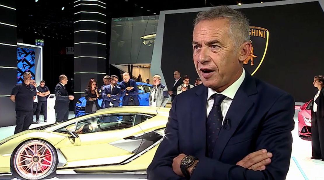 Maurizio Reggiani, Lamborghini's chief technical officer, stands in front of the Sian.