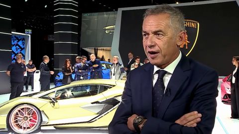 Maurizio Reggiani, Lamborghini's chief technical officer, stands in front of the Sian.
