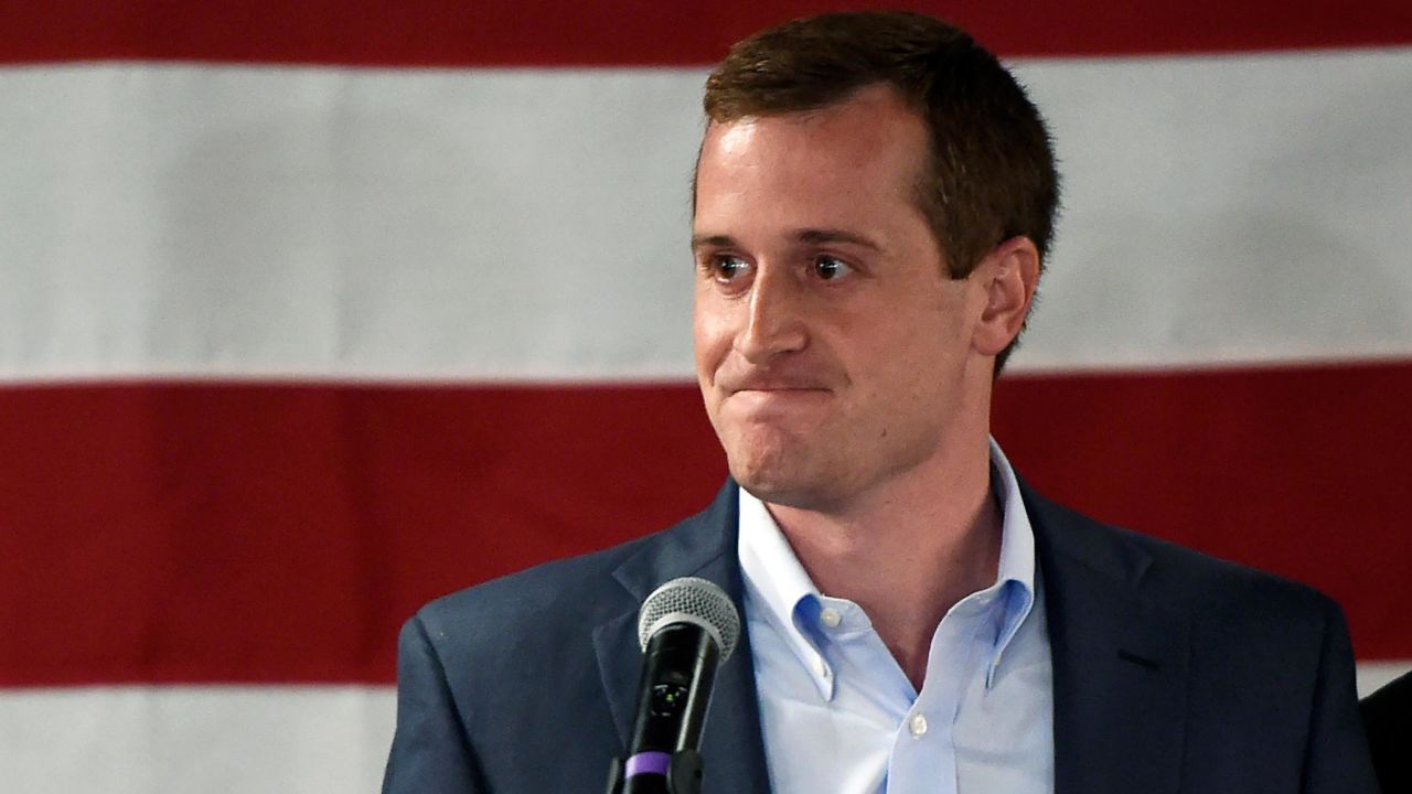 Democrat Dan McCready reacts after losing a special election for United States Congress in North Carolina's 9th Congressional District to Republican, Dan Bishop, Tuesday, September 10, 2019, in Charlotte, North Carolina.