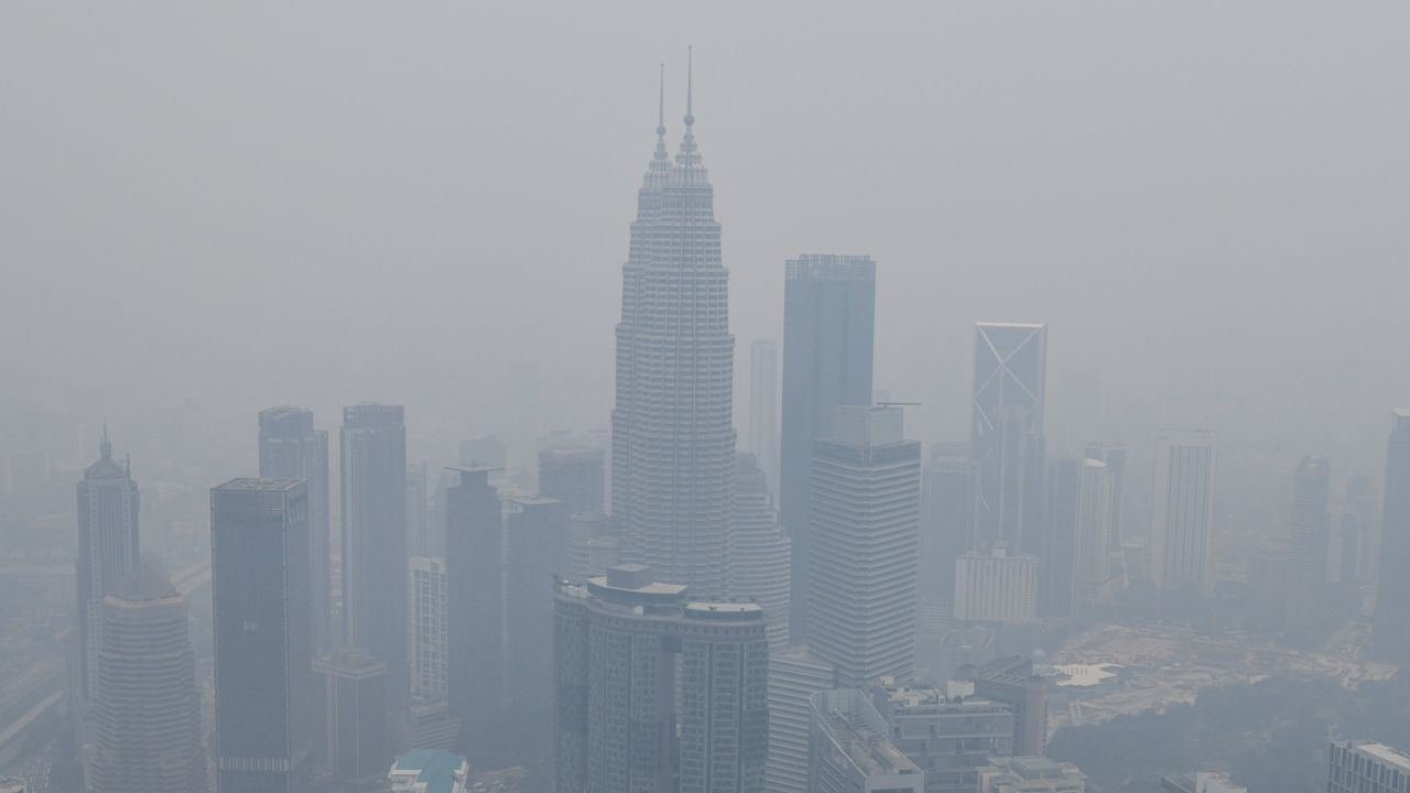 The Kuala Lumpur skyline shrouded in haze on September 11, 2019.
