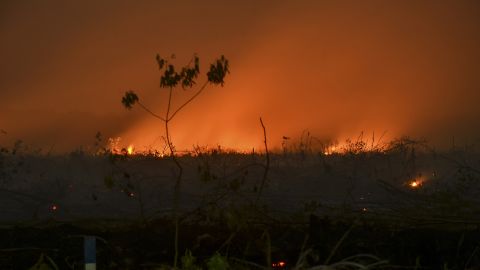 A forest fire in Sumatra, Indonesia, on September 9, 2019.