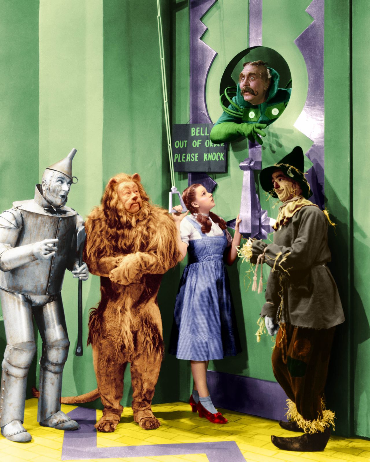 Legendary characters the Tin Man, Cowardly Lion, Dorothy and the Scarecrow as they appeared in 1939 version of "The Wizard of Oz."