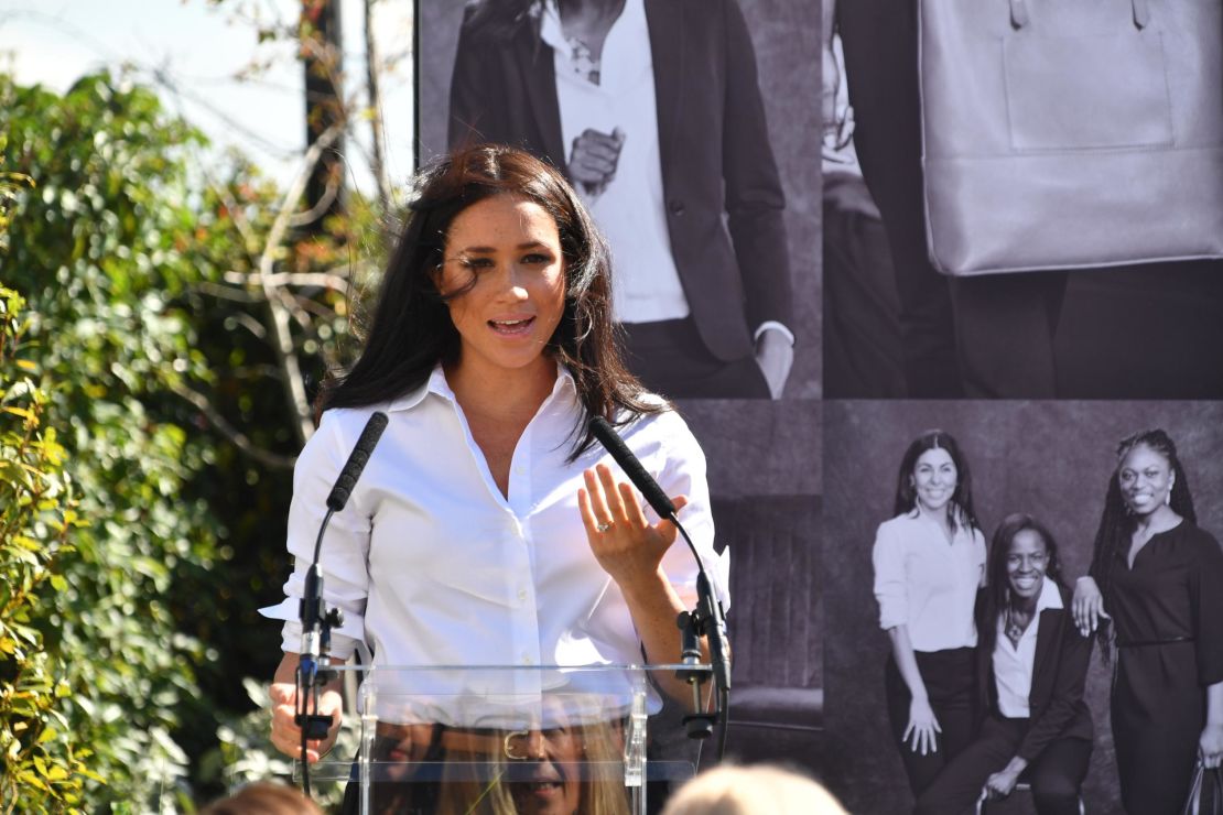 Meghan, Duchess of Sussex speaks at the launch of the Smart Works capsule collection in London.