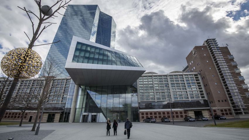 FRANKFURT AM MAIN, GERMANY - MARCH 07: Dark clouds arount the headquarters of the European Central Bank (ECB) pictured on March 7, 2019 in Frankfurt, Germany. Economic growth in the Eurozone group of nations has stalled, partially due to uncertainties caused by the tariff conflicts initiated by the administration of U.S. President Donald Trump, both with China and the European Union. (Photo by Thomas Lohnes/Getty Images)