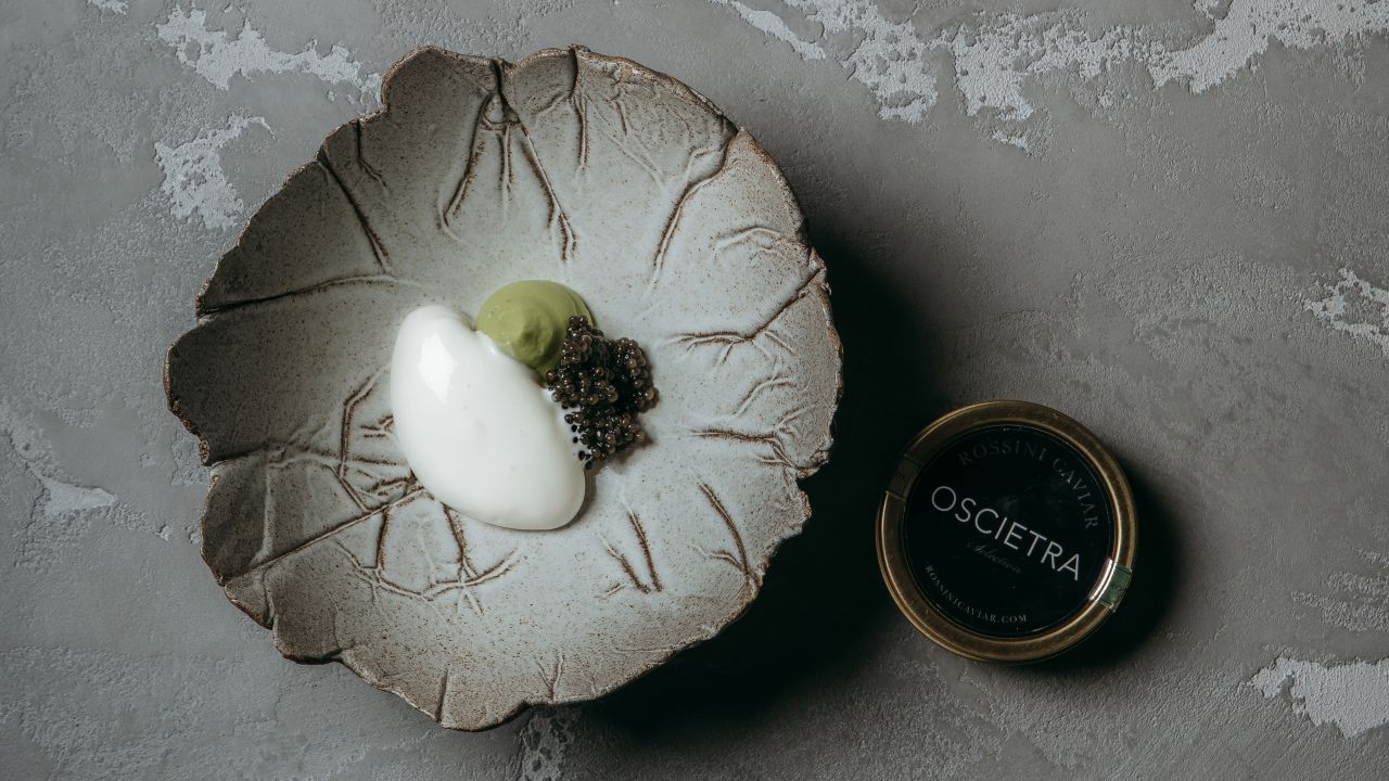 <strong>Decadence perfected:</strong> Da Terra's dish of avocado, burnt cream ice cream and Oscietra caviar.