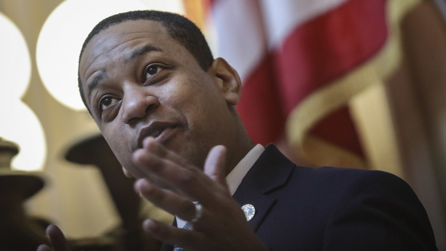 In this February 7, 2019, file photo, Lt. Gov. Justin Fairfax presides over the state Senate at the Virginia State Capitol in Richmond.