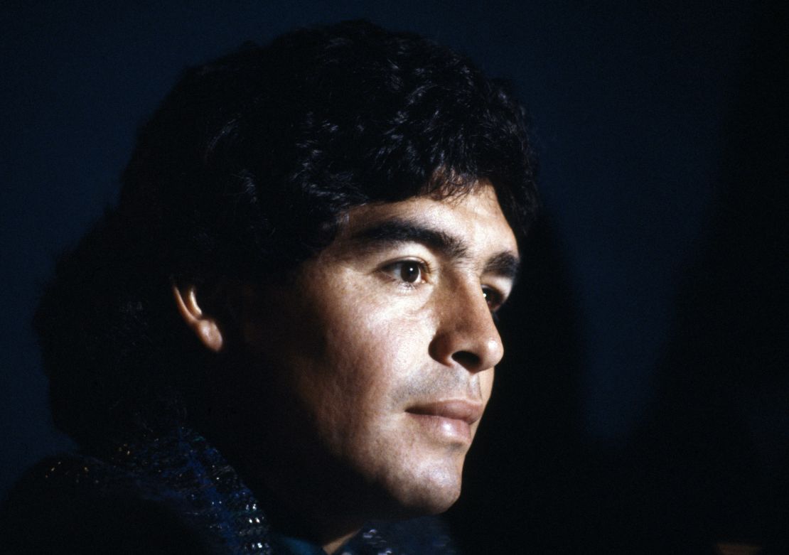 A younger Diego Maradona shortly after being voted the player of the tournament at the 1986 World Cup.