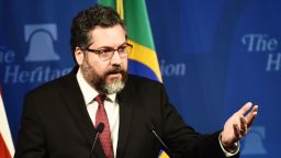 Brazilian Foreign Minister Ernesto Araujo speaking at the Heritage Foundation on September 11, 2019, in Washington, D.C.