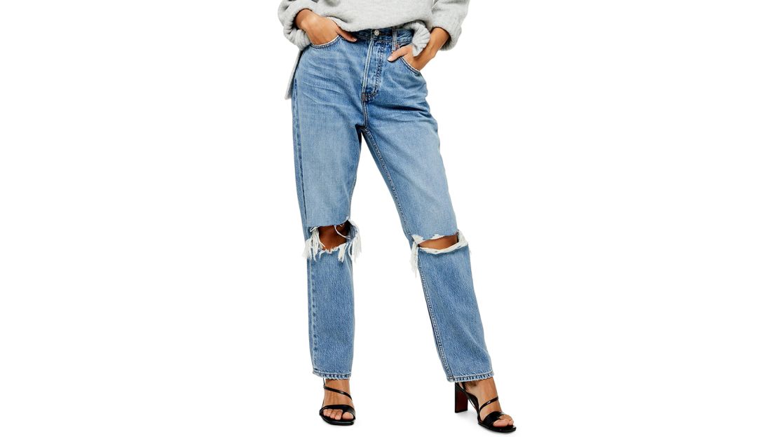 DIY fashion looks inspired by the clear-knee mom jeans from Topshop and  Nordstrom.