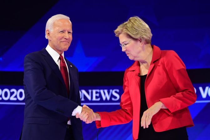 Presidential candidates Joe Biden and Elizabeth Warren shake hands before the start of <a href="http://www.cnn.com/2019/09/12/politics/gallery/third-democratic-debate-houston/index.html" target="_blank">the Democratic debate in Houston</a> on Thursday, September 12. For the first time in this election cycle, all of the Democratic Party's top presidential candidates were able to debate one another on the same stage. 