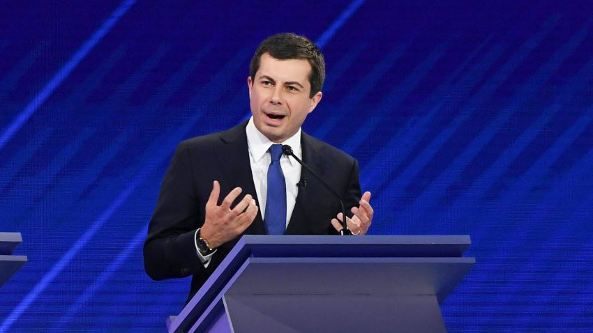 Democratic presidential hopeful Mayor of South Bend, Indiana, Pete Buttigieg speaks during the third Democratic primary debate of the 2020 presidential campaign season hosted by ABC News in partnership with Univision at Texas Southern University in Houston, Texas on September 12, 2019.