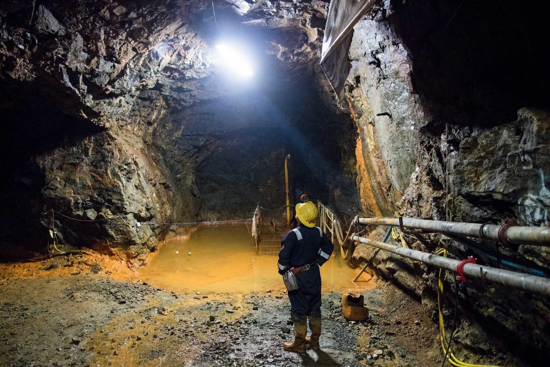 Keith Russ, a technical service engineer, stands in a tunnel at the South Crofty tin mine.