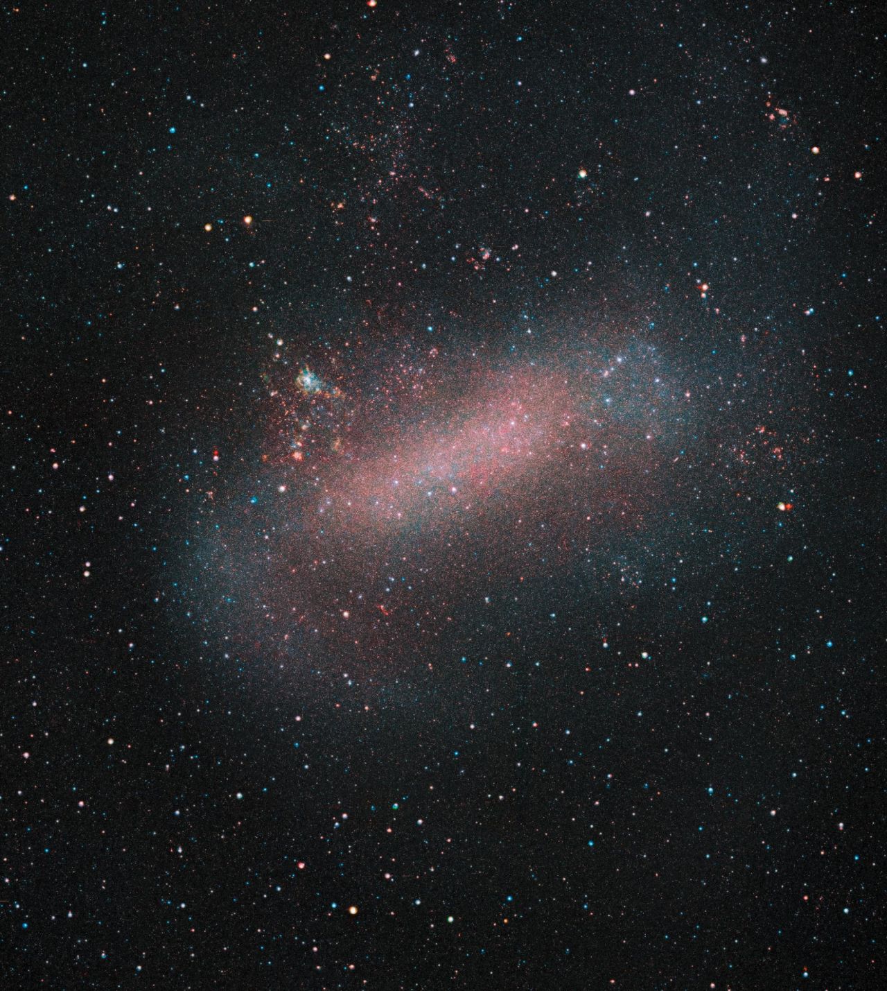 The European Southern Observatory's VISTA telescope captured a stunning image of the Large Magellanic Cloud, one of our nearest galactic neighbors. The near-infrared capability of the telescope showcases millions of individual stars.