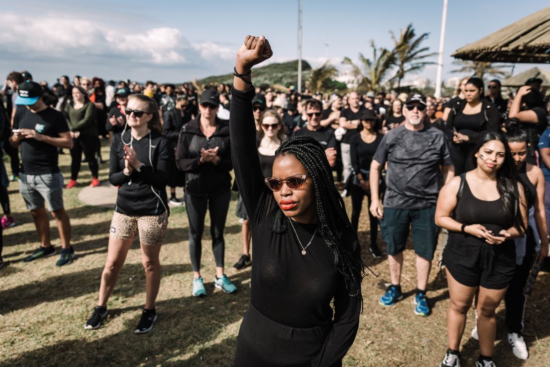 Women march on September 7 in Durban against gender-based violence.