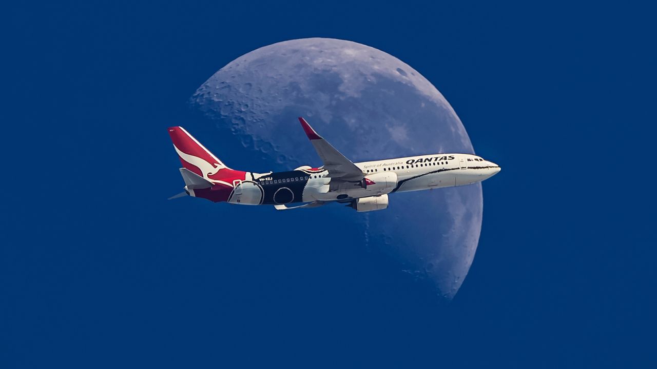 <strong>From the ground:</strong> Marston took this photograph of a Qantas Boeing 737. His partner, a Qantas flight attendant, was on board.