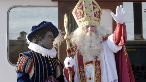 Sinterklaas and Zwarte Piet (Black Pete) in Antwerp.