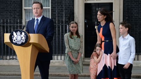 David Cameron with his family on the day he stepped down as prime minister.