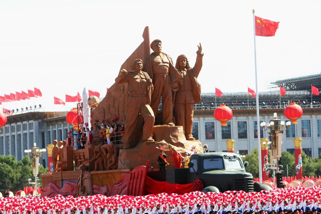 A float takes part in a parade to celebrate the 60th anniversary of the founding of the People's Republic of China on October 1, 2009 in Beijing.