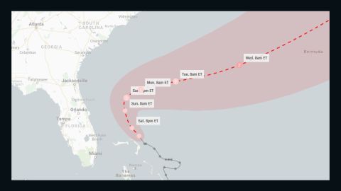 A forecast track for Humberto as of 2 p.m. ET Saturday.