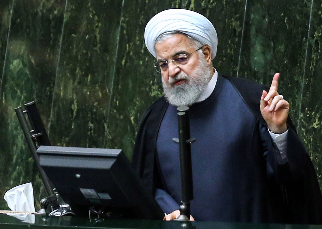 Iran's President Hassan Rouhani speaks at parliament in the capital Tehran on September 3, 2019.