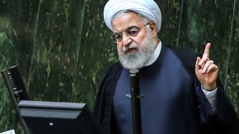 Iran's President Hassan Rouhani speaks at parliament in the capital Tehran on September 3, 2019.