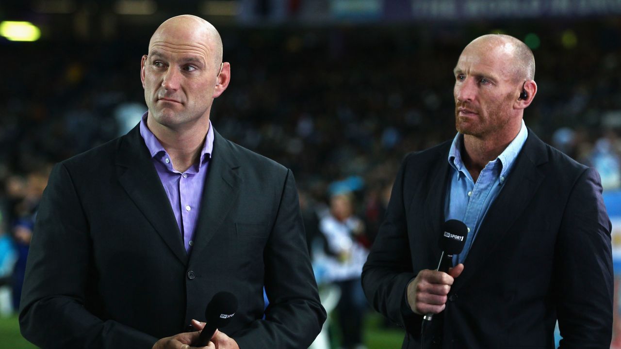 Gareth Thomas was the first professional rugby union player to announce that he was gay in 2009. He is pictured here in 2011 alongside former British rugby player, Lawrence Dallaglio.