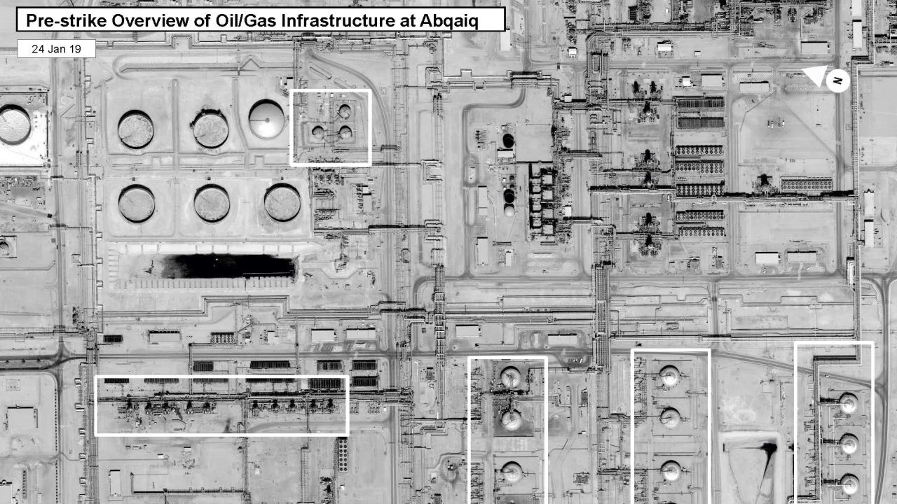 Commercial sattelite image of Saudi refinery attacks.