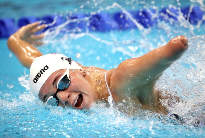 US swimmer Lizzi Smith warms up at the World Para Swimming Championships on Wednesday, September 11. 