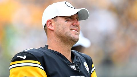 Ben Roethlisberger looks on during the fourth quarter Sunday after being injured against the Seattle Seahawks at Heinz Field in Pittsburgh, Pennsylvania.