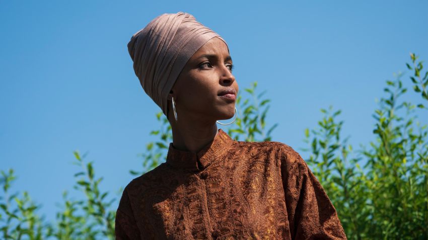 Rep. Ilhan Omar, D-Minn., the first Somali-American elected to Congress who is a frequent target of President Donald Trump, speaks as she introduces the Zero Waste Act that creates a federal grant program to help local governments invest in waste reduction initiatives, at the Capitol in Washington, Thursday, July 25, 2019.