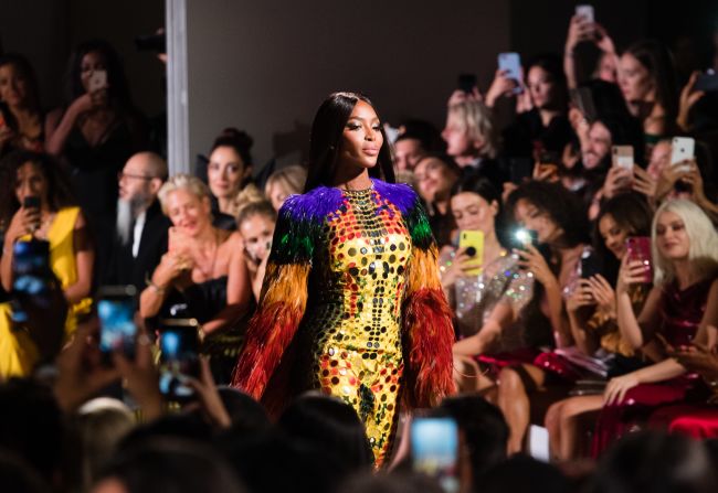 Naomi Campbell walks the runway at the Fashion for Relief show during London Fashion Week on September 14, 2019 in London, England. 
