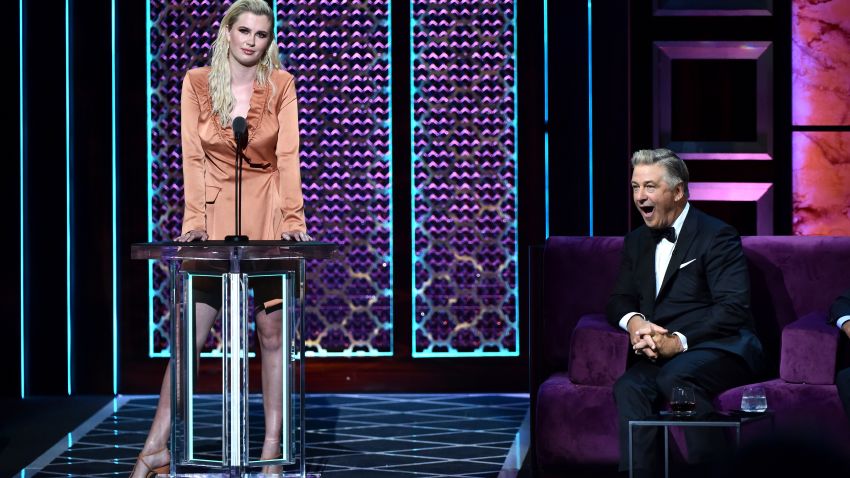 BEVERLY HILLS, CALIFORNIA - SEPTEMBER 07: (L-R) Ireland Baldwin roasts Alec Baldwin onstage during the Comedy Central Roast of Alec Baldwin at Saban Theatre on September 07, 2019 in Beverly Hills, California. (Photo by Alberto E. Rodriguez/Getty Images for Comedy Central)