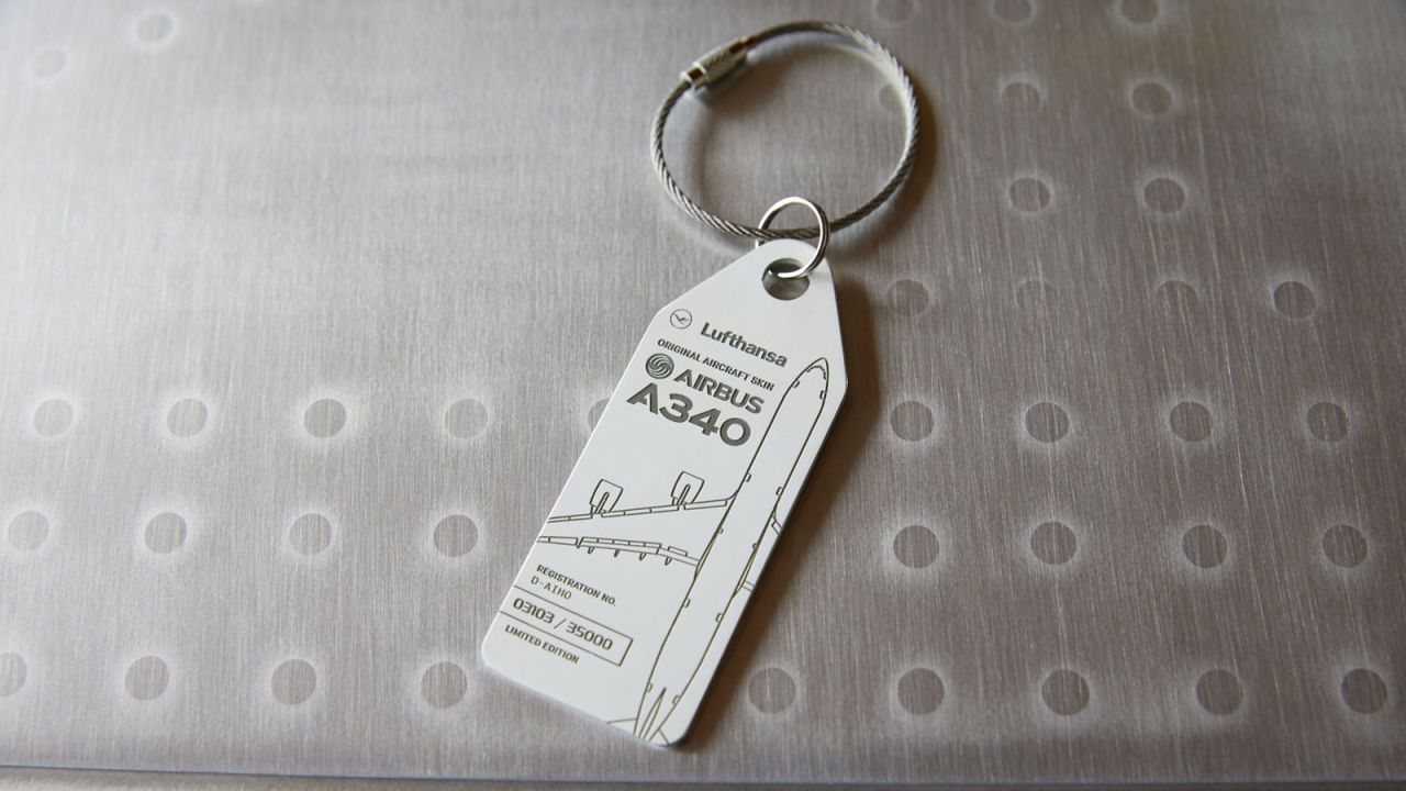 <strong>Exclusive accessories:</strong> The aircraft's aluminum cladding was used to produce key rings, which are priced at 25 euros ($27).