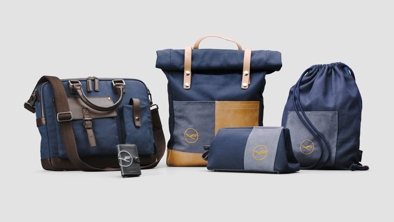 <strong>Discarded materials: </strong>The aircraft's business class blankets and headrest covers were used to create briefcases, backpacks and wash bags.