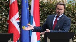 Luxembourg's Prime Minister Xavier Bettel gestures at a news conference after his meeting with British Prime Minister Boris Johnson in Luxembourg, September 16, 2019. REUTERS/Yves Herman