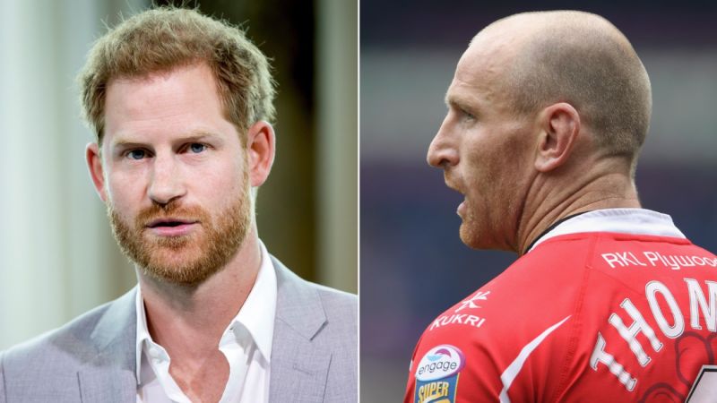 Rugby star Gareth Thomas chats to shoe designer Christian