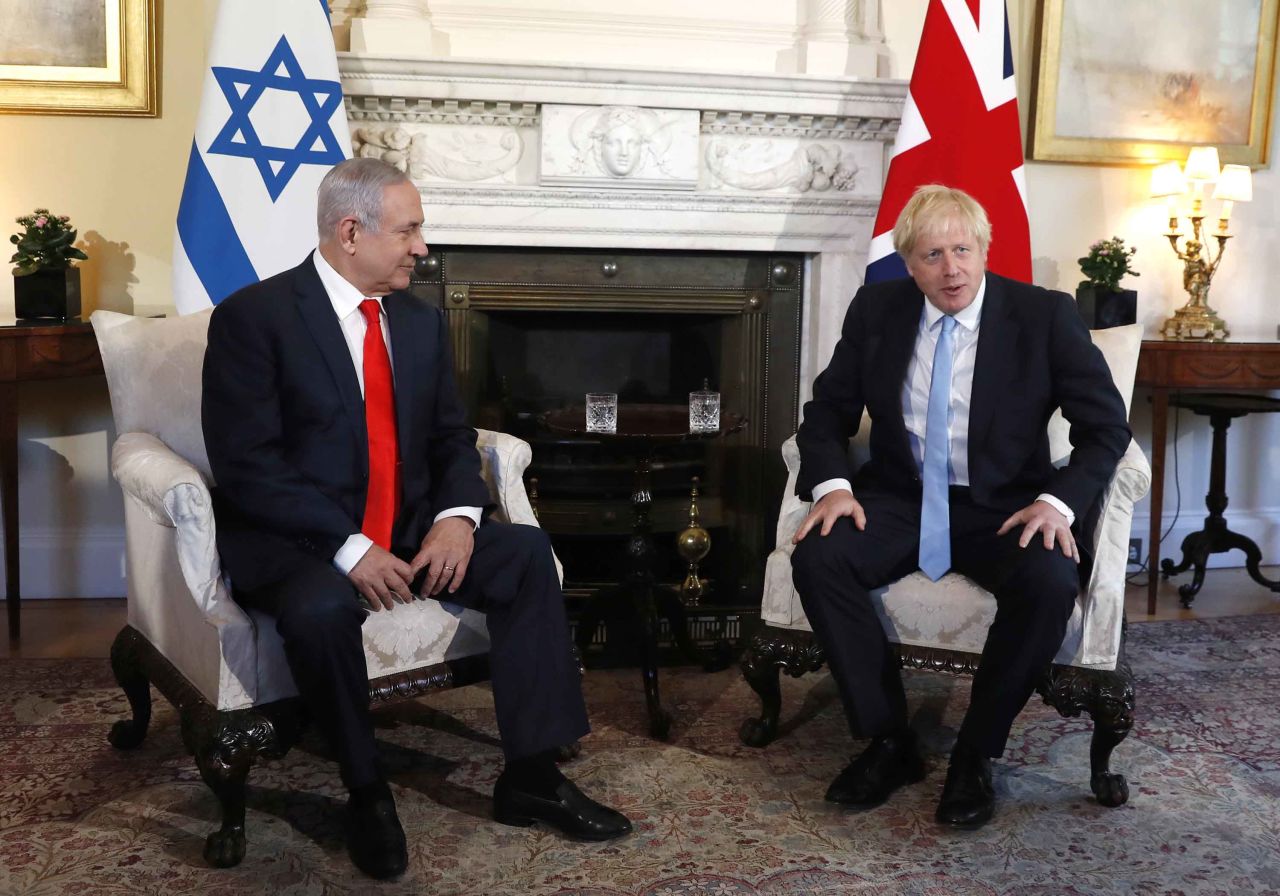 Netanyahu meets with British Prime Minister Boris Johnson in London in September 2019.