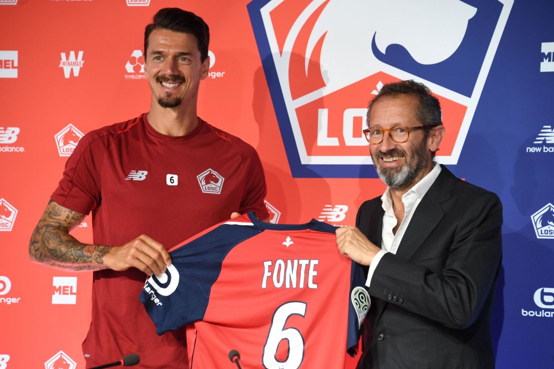 José Fonte with Marc Ingla after signing for Lille.