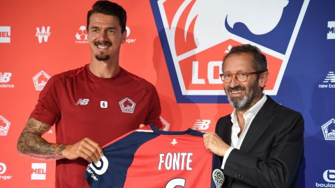 José Fonte with Marc Ingla after signing for Lille.