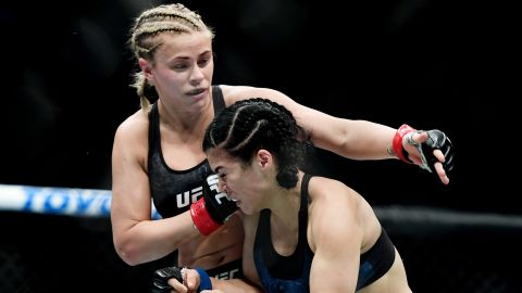 VanZant fights against Rachael Ostovich during their flyweight fight.