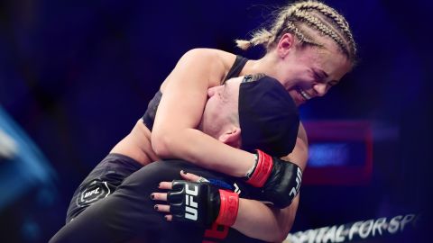 VanZant celebrates after her win over Rachael Ostovich.