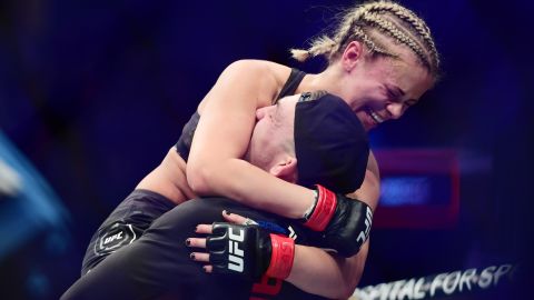 VanZant celebrates after her win over Rachael Ostovich.