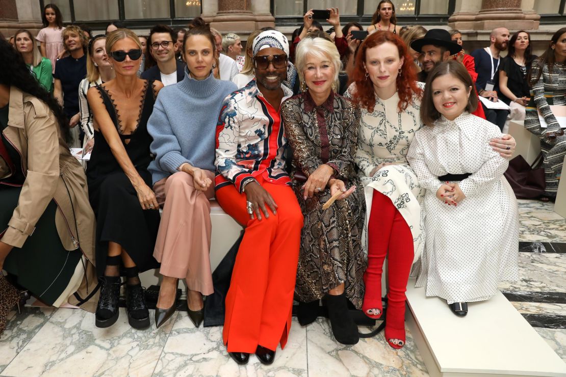 Laura Bailey, Aymeline Valade, Billy Porter, Helen Mirren, Karen Elson and Sinead Burke attend the Victoria Beckham show during London Fashion Week.