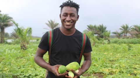 Alhaji Siraj Bah makes eco-friendly products in Sierra Leone.