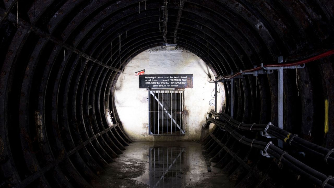 The sealed tunnel entrance that leads from King William Street station.
