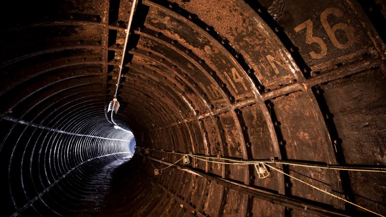 <strong>Steep approach: </strong>The original gradient markers on this tunnel under the Thames are still visible.